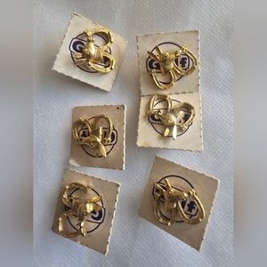 VTG 1960'S GOLD OIL PROMO GOLD TONE LAPEL PINS DONKEY HORSESHOES DEMOCRATIC (6)